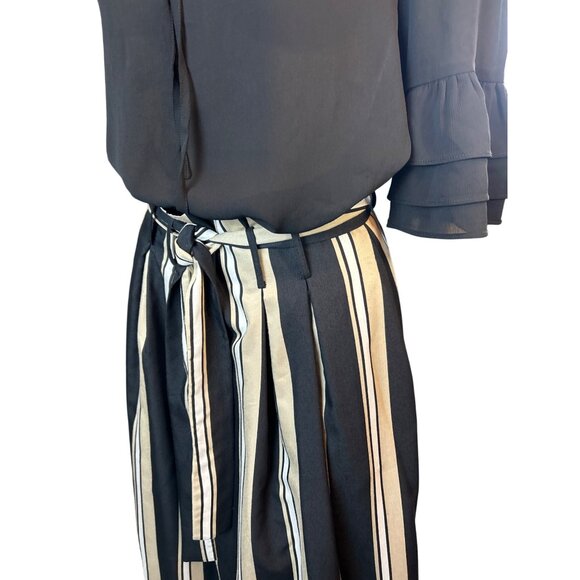 Antonio Melani Striped Paperbag Midi Skirt with Belt Size 2 - Picture 6 of 6